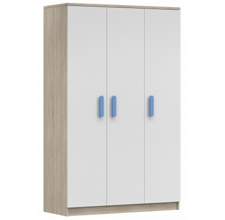3D SMYK III - 19 Gardróbszekrény, Sonoma Tölgy/Fehér/Kék