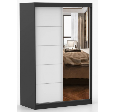 NOEMI 05 Ruhásszekrény, Fekete/Fehér