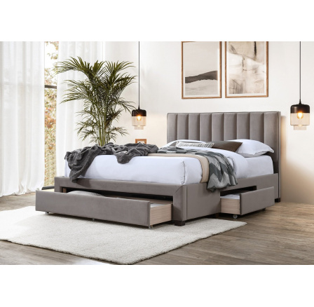 GRACE 140 ágyneműtartós ágy, Bézs Bársony