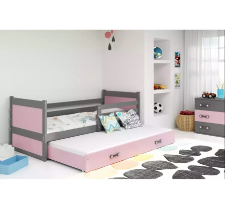 RICO PODWÓJNE RAMA GRAFIT WYPEŁNIENIA RÓŻOWY SZUFLADA RÓŻOWY BEZ MATERACY 80 X 190 KPL