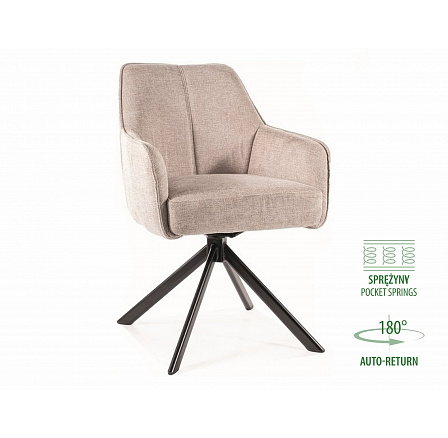 NOTTI forgó étkezőszék rugós üléssel, Brego Világos bézs 31/Fekete