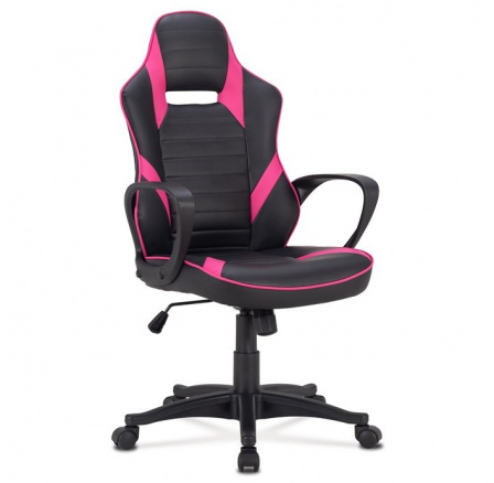 Herní křeslo, houpací mechanismus, černá ekokůže, KA-Y207 PINK Herní křeslo, houpací mechanismus, černá ekokůže, KA-Y207 PINK