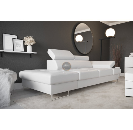 SOFA GALAXY II SZEZLONG 235 CM - Biała eko skóra , Szezlong po lewej - lewa strona