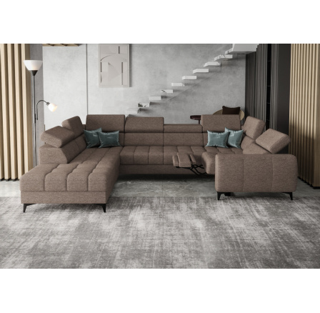 NAROŻNIK ROZKŁADANY PORTO MAX I RELAX 225X350X193 CM - lewa , Odcienie ciemnego beżu