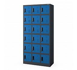 Antracitkék alkalmazotti szekrény rekeszekkel: KAROL, 900 x 1850 x 400 mm