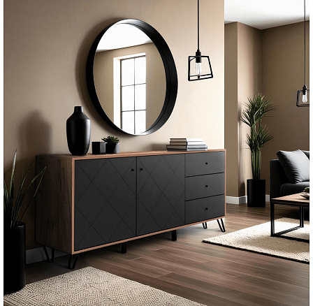 Komoda BACARDI 183 cm Dąb Craft Tobacco/Grafit