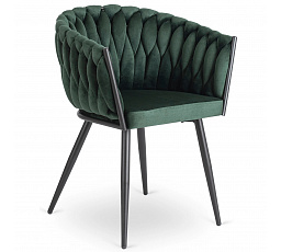 Krzesło ELENA Zielone Plecione Welurowe