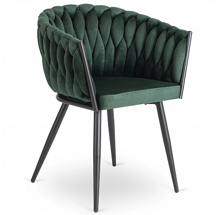 Krzesło ELENA Zielone Plecione Welurowe