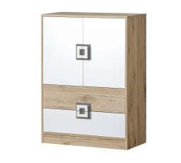 Komoda NICO 09, Světlý Dub/Bílá/Šedá