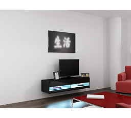 VIGO NEW 140 TV-szekrény, fekete / fekete fényes