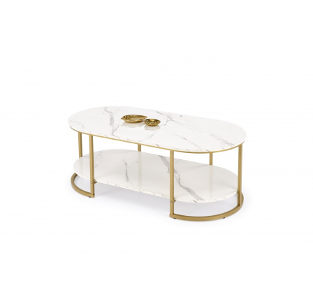 KALUA konferencia asztal, Fehér márvány hatás/Arany