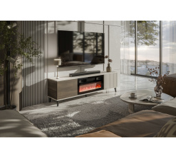 TV komód RANDOM 2 RTV-K TV kandallóval, kasmír / dió / fekete