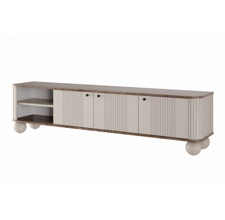 Szafka RTV Vesper 3D 187 cm - kaszmir / orzech / czarne uchwyty / nogi kule