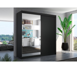 Tolóajtós szekrény tükörrel DELLA 200 Fekete+Fekete