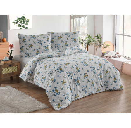 Flanelové francouzské povlečení 220x220, 70x90 Olivie blue