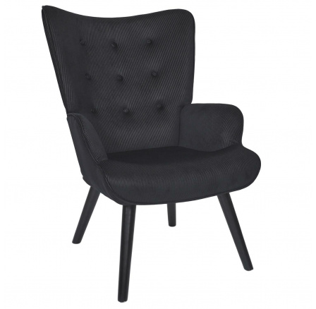 Gulia füles fotel fekete kordbársony