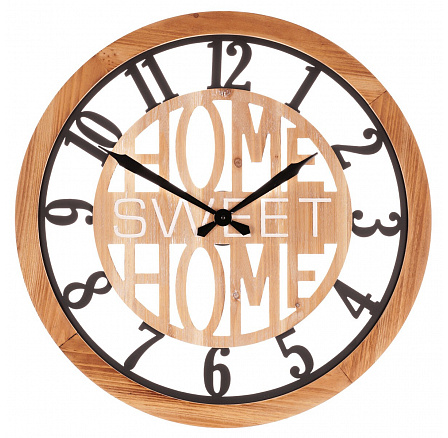 Hodiny nástěnné - pr. 60 cm, kov a MDF, "SWEET HOME"