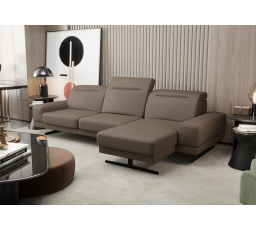 NAROŻNIK SKÓRZANY FIORE MINI 265x180 CM - Odcienie brązu , prawa