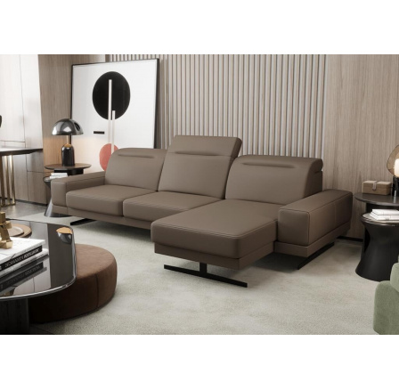 NAROŻNIK SKÓRZANY FIORE MINI 265x180 CM - Odcienie brązu , prawa