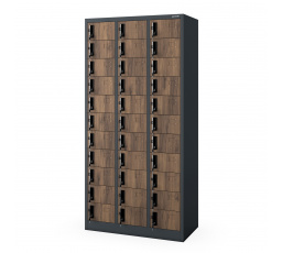 OLIVER zárható fém öltözőszekrény, 900 x 1850 x 450 mm, Eco Design: antracit/dió