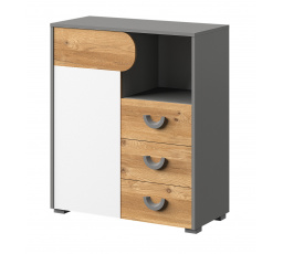 CARINI komód - CA6, világos grafit/fehér briliáns/nash tölgy