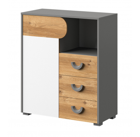 CARINI komód - CA6, világos grafit/fehér briliáns/nash tölgy