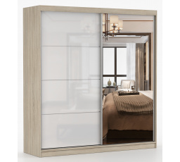 MULTI 35 gardróbszekrény - 233 cm, Sonoma Tölgy/Fehér Fényes