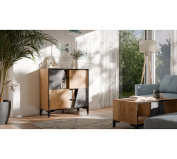 OVO 4D polc, sötét beton/öreg tölgy