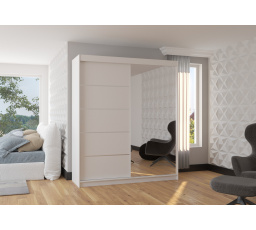 Tolóajtós szekrény tükörrel CARO 180 Fehér+Fehér