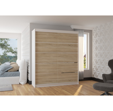 Tolóajtós szekrény SPECTRA 180 Fehér+Sonoma