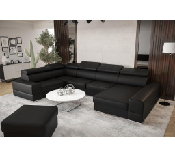 NAROŻNIK ROZKŁADANY ROYAL MAX II 230x375x185 - lewa , Czarna eko skóra