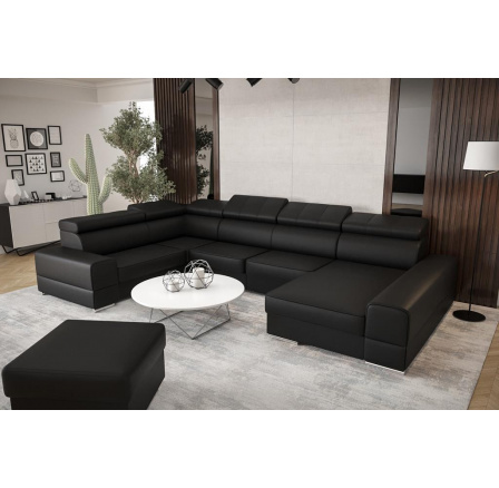 NAROŻNIK ROZKŁADANY ROYAL MAX II 230x375x185 - lewa , Czarna eko skóra