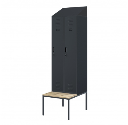 Öltözőszekrény paddal és tetővel KACPER II PRO, 600 x 2295 x 850 mm, antracit