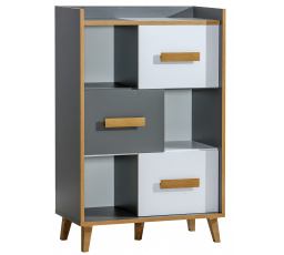 WERSO komód - W5, Fehér Briliáns+Antracit+Rivera