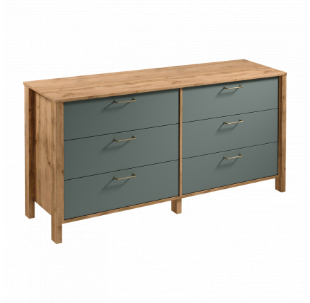 INDYGO K6S komód, Wotan tölgy/Zöld