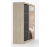 MULTI 31 gardróbszekrény - 203 cm, Sonoma Tölgy/Fekete Fényes