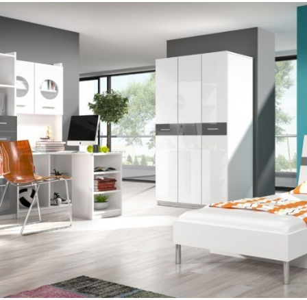 Šatní skříň PARADISE 3 Bílá Šedá