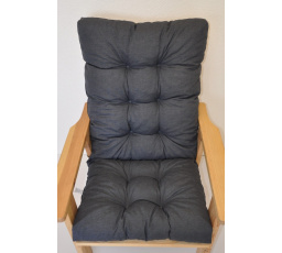 Polstr na zahradní křeslo vysoké široké - látka tmavě šedý melír