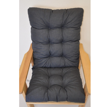 Polstr na zahradní křeslo vysoké široké - látka tmavě šedý melír