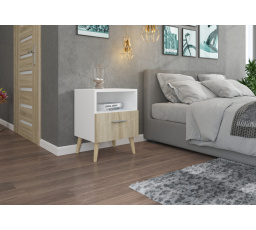 Éjjeliszekrény fiókkal LOGAN Fehér+Sonoma