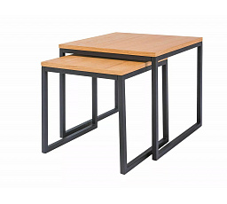 LARGO DUO konferencia asztal - 2 asztal szett, Tölgy/Fekete matt