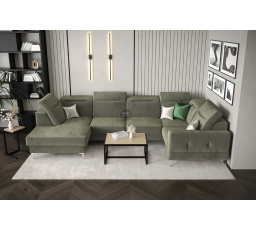 NAROŻNIK TAPICEROWANY MALIBU MAX II 180x350x182 CM - Odcienie oliwkowego , Strona prawa