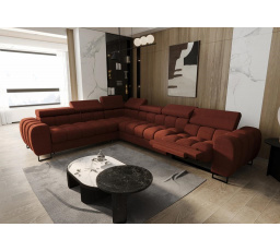 NAROŻNIK ROZKŁADANY ASPEN MAX RELAX 330x260 CM - Odcienie ceglaste , lewa