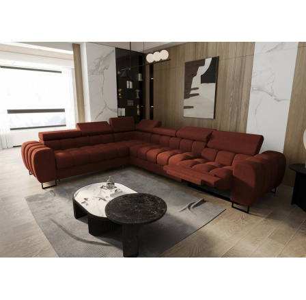 NAROŻNIK ROZKŁADANY ASPEN MAX RELAX 330x260 CM - Odcienie ceglaste , lewa