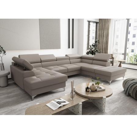 NAROŻNIK TOSCANIA MAX II 170x350x220 SKÓRA NATURALNA - prawa , Skóra beżowa