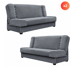 Zestaw 2x Wersalka Rozkładana PIANO Szara Welurowa