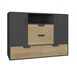 NANO komód - NA7, grafit+rivera tölgy