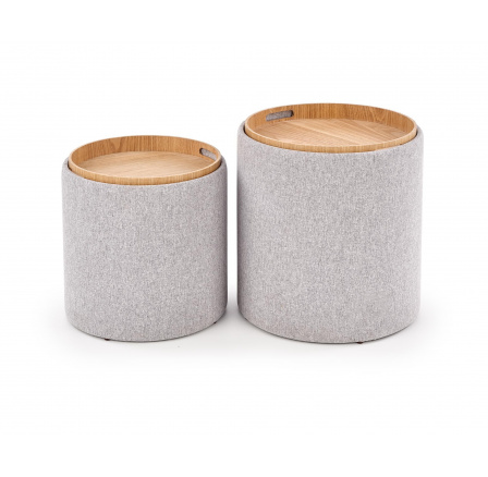 AVIKO puff - 2 puff készlet, világosszürke