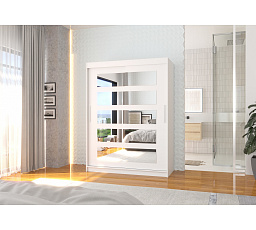 Tolóajtós szekrény tükörrel MURANI 150 Fehér+Fehér