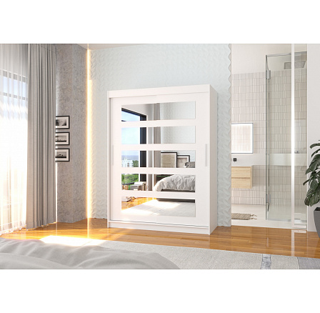 Tolóajtós szekrény tükörrel MURANI 150 Fehér+Fehér